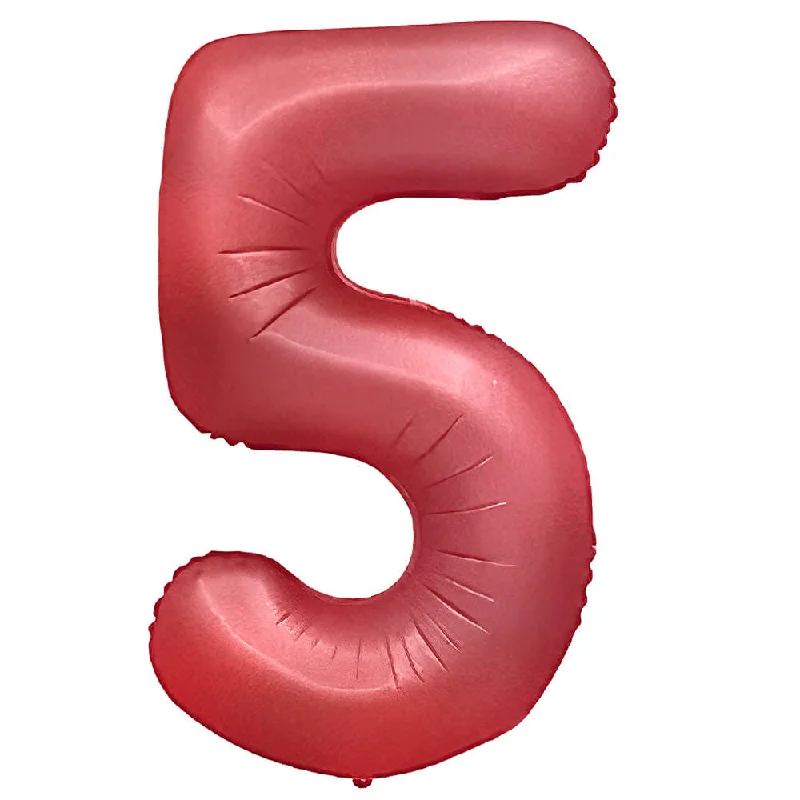 32 inch NUMBER 5 - METAL BALLOONS - CRIMSON RED