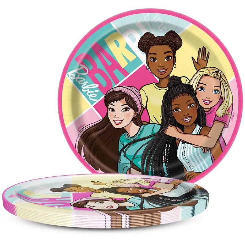 7 inch BARBIE ROUND DESSERT PLATES (8 PK)