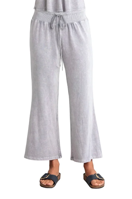 Crop Bell Bottom Pants In Silver