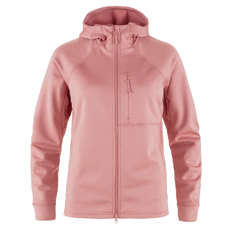 Fjallraven Womens Abisko Grid Fleece Hoodie Dusty Rose