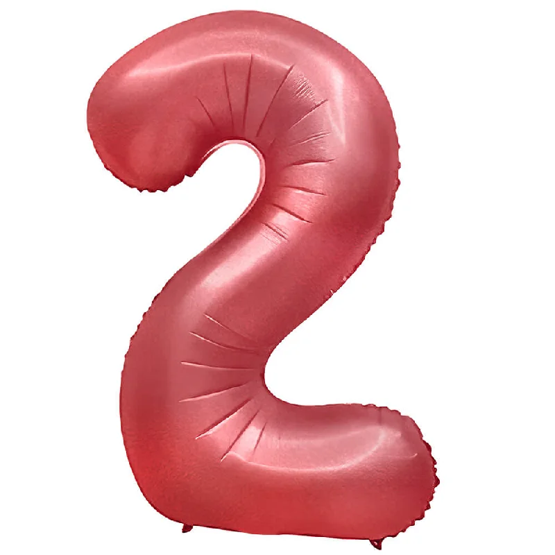 32 inch NUMBER 2 - METAL BALLOONS - CRIMSON RED