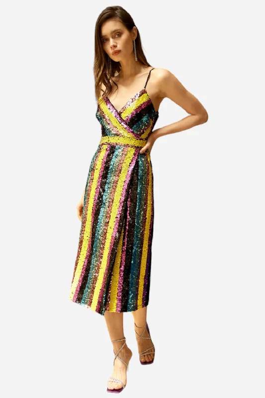 Adelyn Rae Solana Midi Sequin Dress in Multi Bright