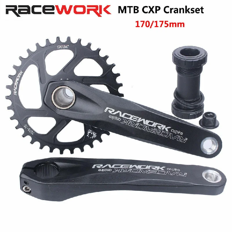 RACEWORK MTB GXP Crankset 170/175mm Mountain Bike Crank Narrow Wide Chainring 32/34/36/38T 11/12S Bicycle Crankset Sprocket