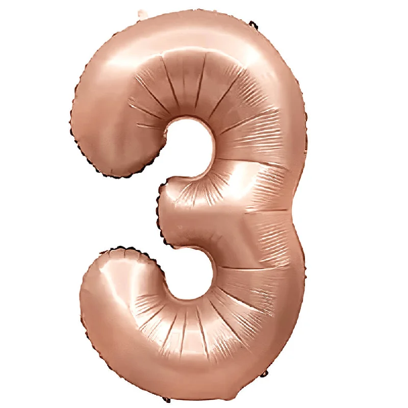 32 inch NUMBER 3 - METAL BALLOONS - ROSE GOLD