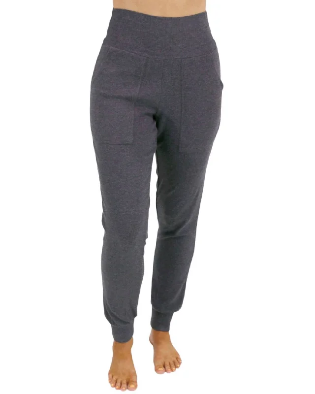 Essential Ribbed Jogger Pants In Charcoal