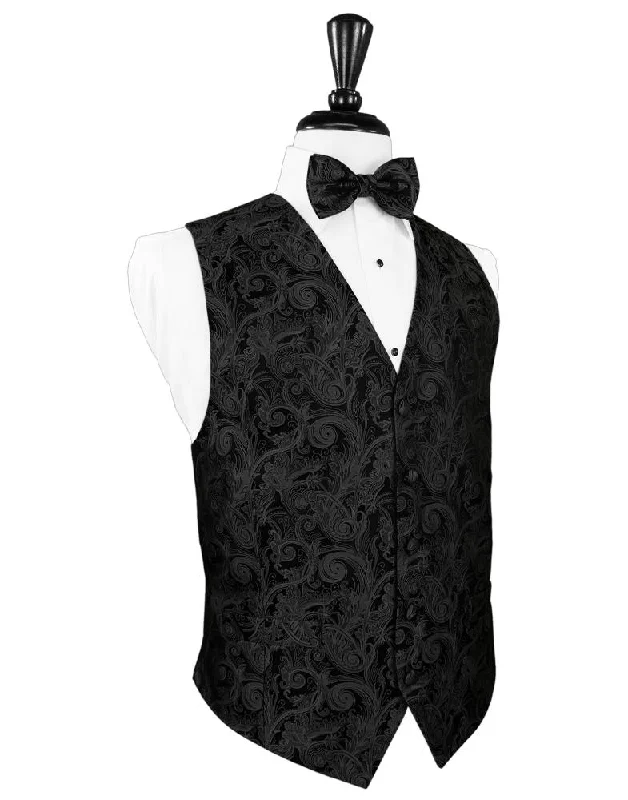 Black Paisley Silk Tuxedo Vest