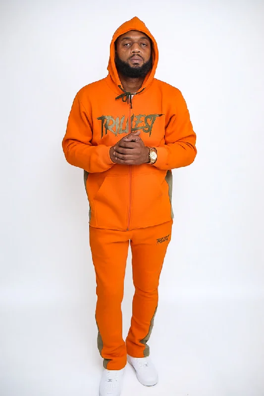 Trillest Zip Up Hoodie - Orange\Green