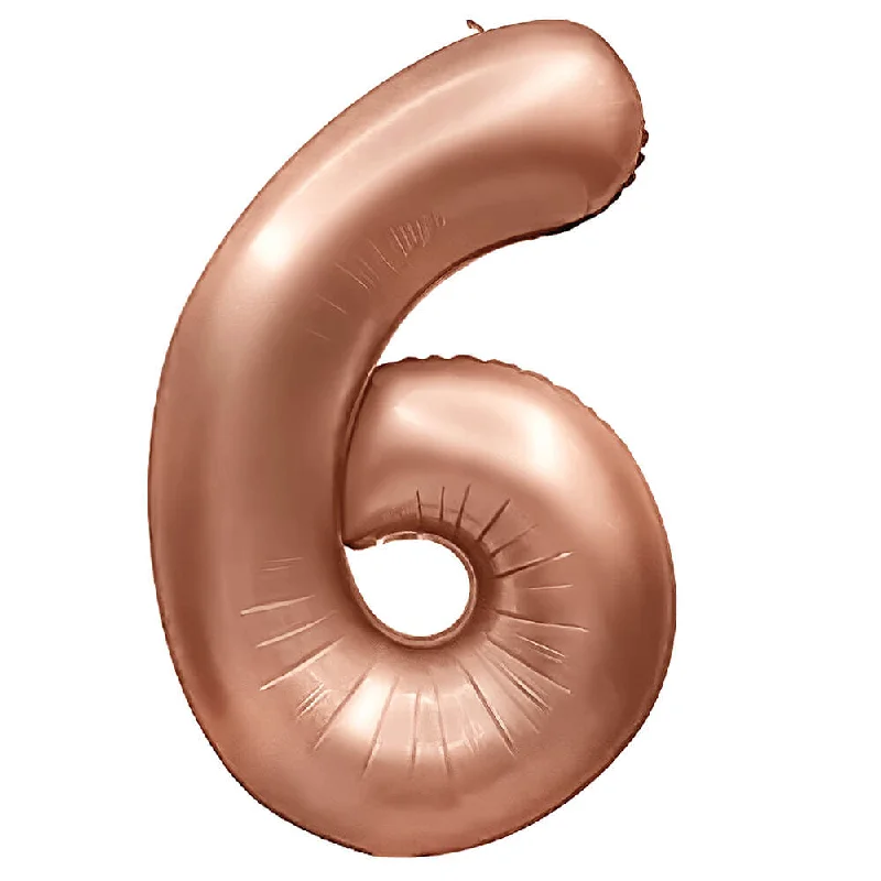 32 inch NUMBER 6 - METAL BALLOONS - ROSE GOLD