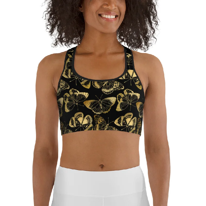 Gold Butterfly Sports Bra