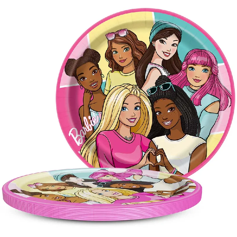 9 inch BARBIE ROUND DINNER PLATES (8 PK)