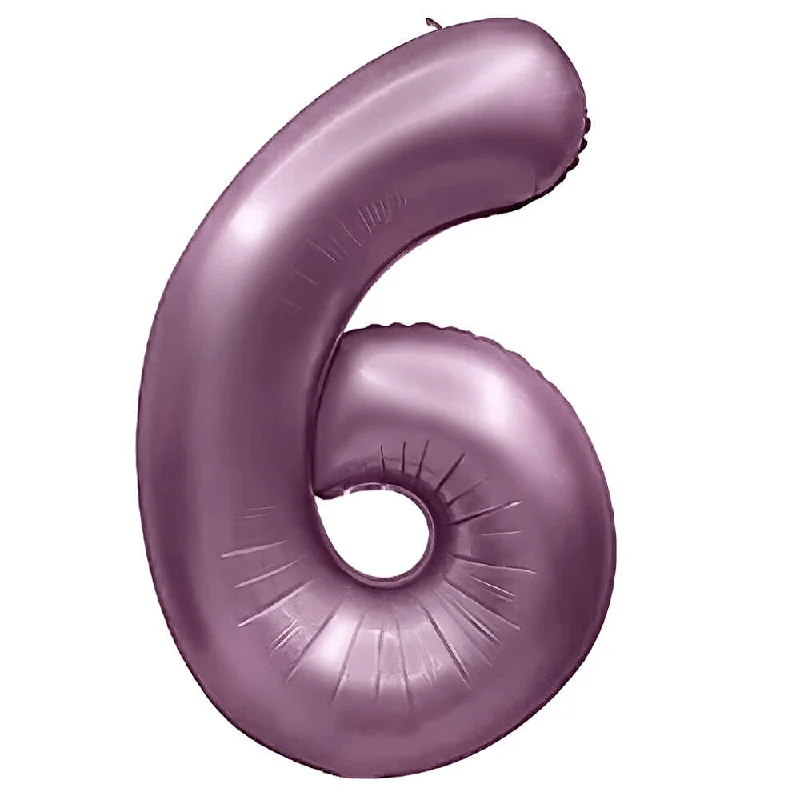 32 inch NUMBER 6 - METAL BALLOONS - PURPLE LILAC