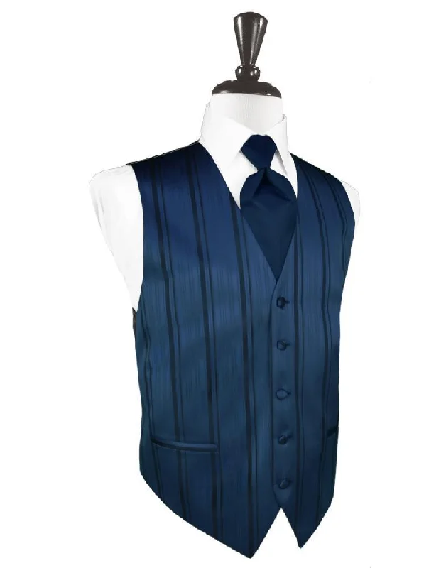 Peacock Striped Satin Tuxedo Vest