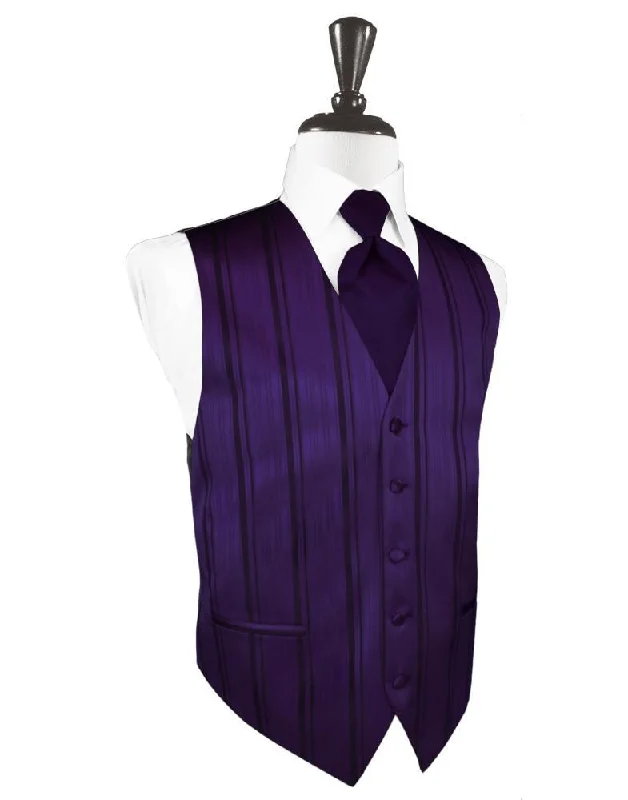 Amethyst Striped Satin Tuxedo Vest