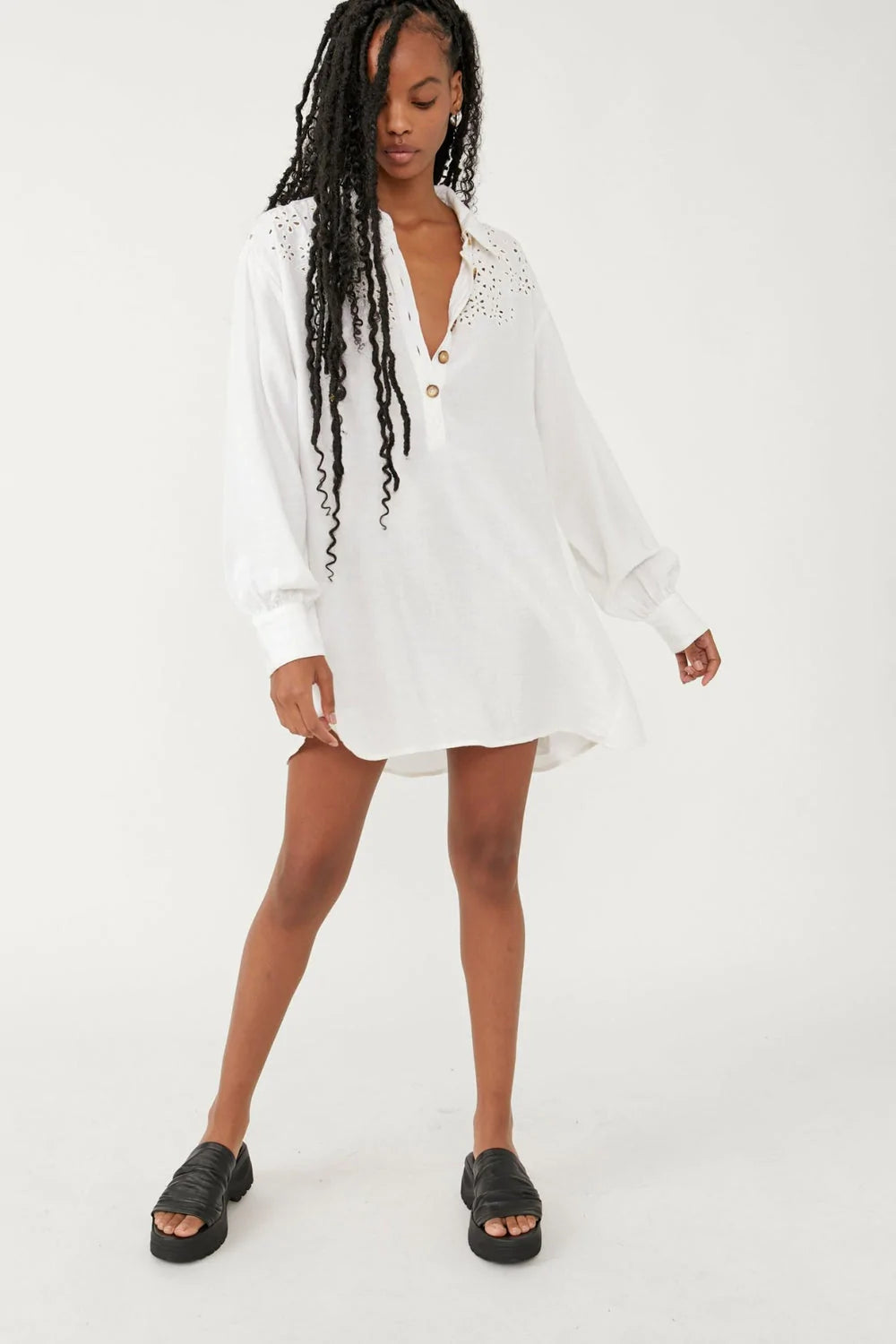 Free People Vera Shirtdress In Bright White