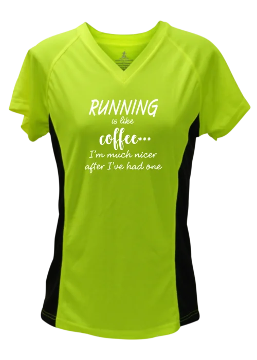 Women's Reflective Short Sleeve Shirt - Running is Like Coffee