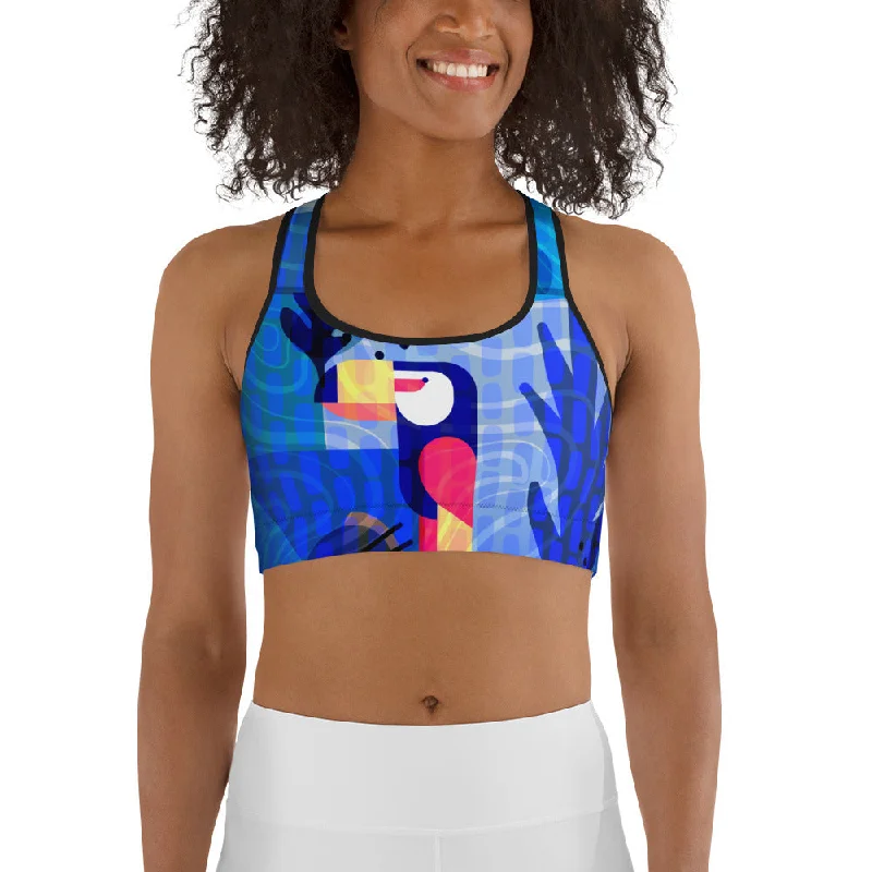 Blue Abstract Sports Bra