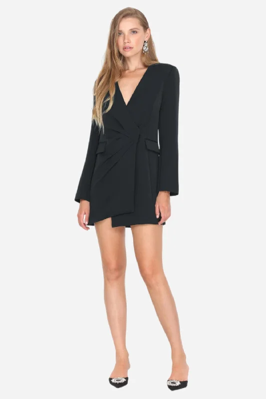 Adelyn Rae Stefani Asymmetrical Blazer Dress in Black