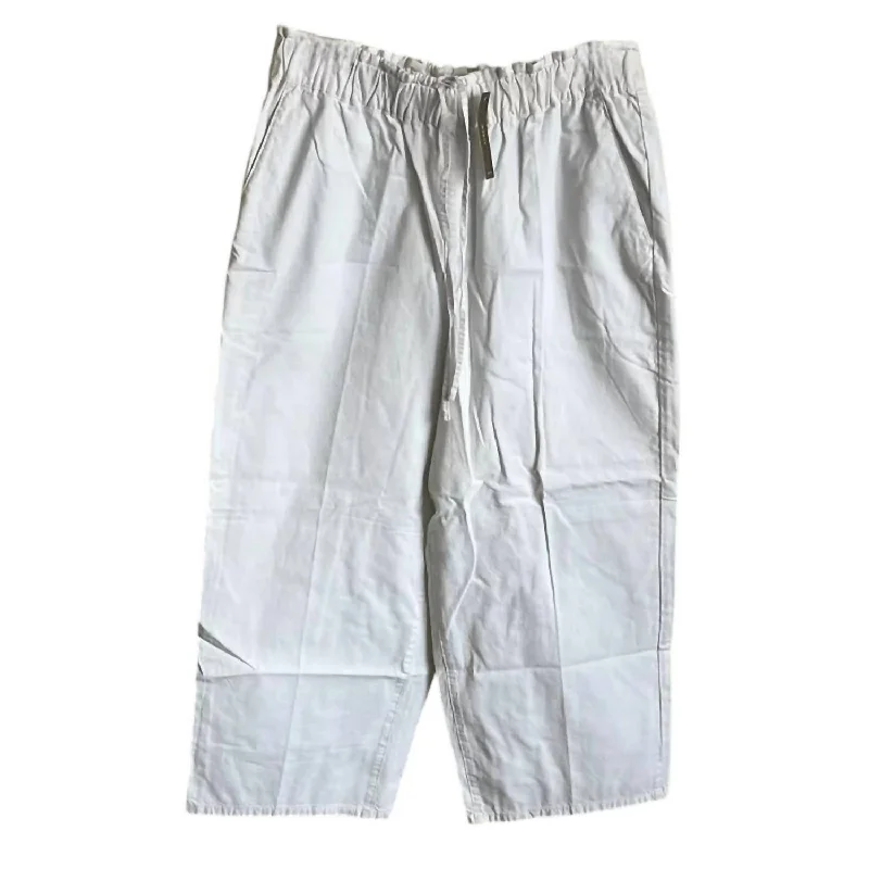 Women's Drawstring Pant In Cotton Blend In White