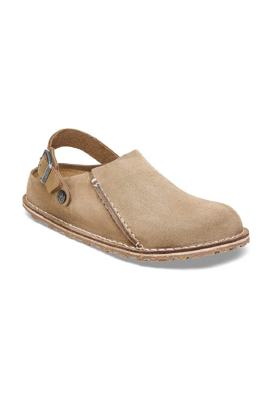 Birkenstock Lutry Premium Suede Leather Clogs for Women in Grey Taupe | 1025297