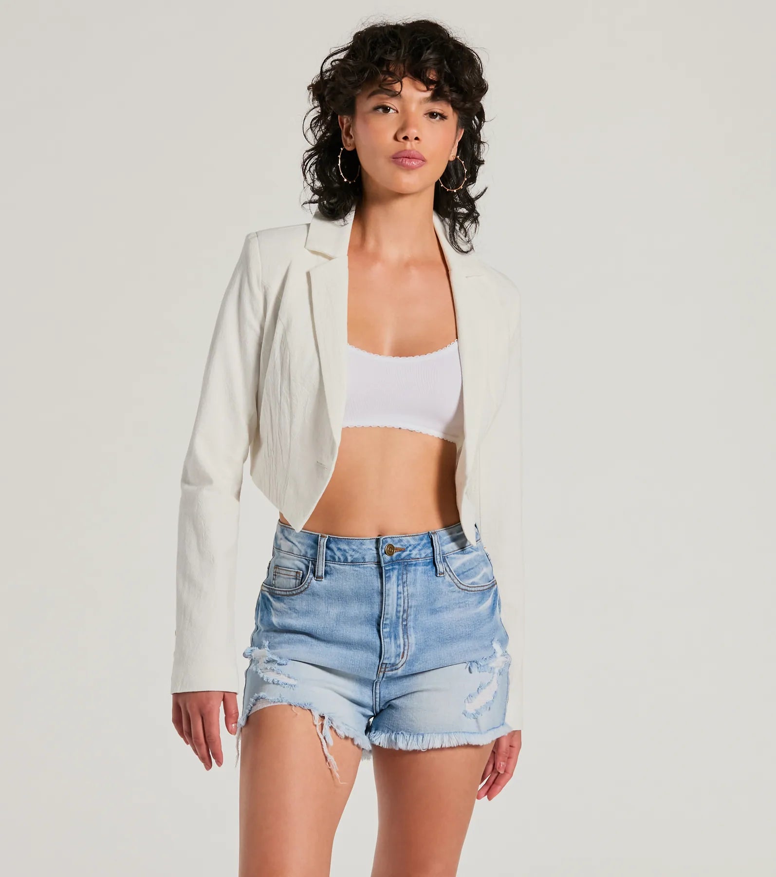 Elevated Theme Long Sleeve Crop Linen Blazer