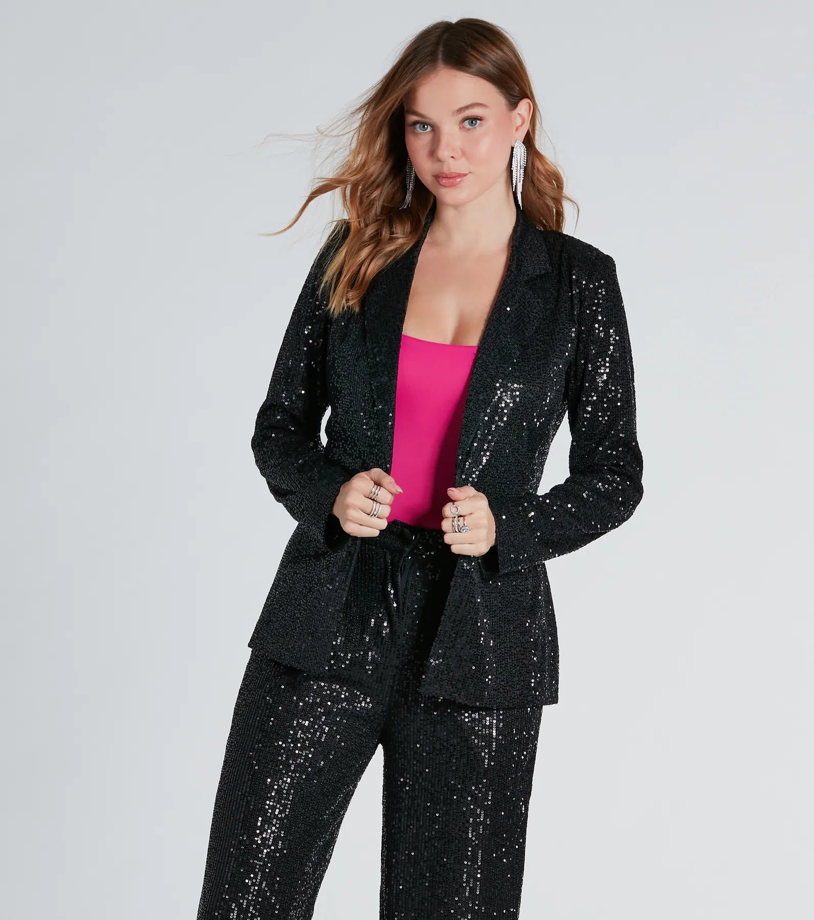 Night Cocktails Sequin Tie-Waist Blazer